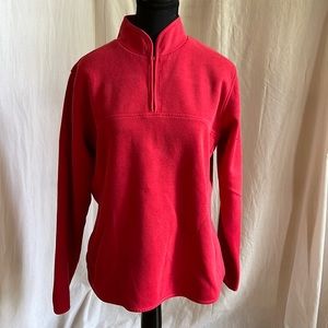 Exofficio 1/4 zip pull over sweatshirt with pockets in coral orange women’s